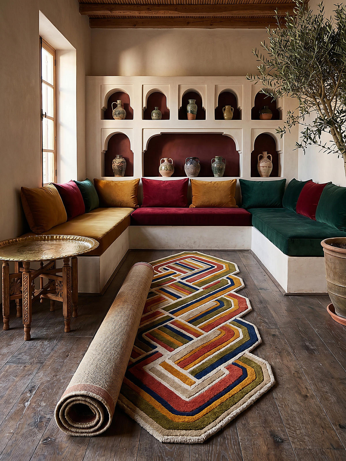 TEPPICH aus Wolle SOAR in Terrakotta, geometrisch, 80 x 300 cm - Rot, Textil (80/300cm) - KADIMA DESIGN