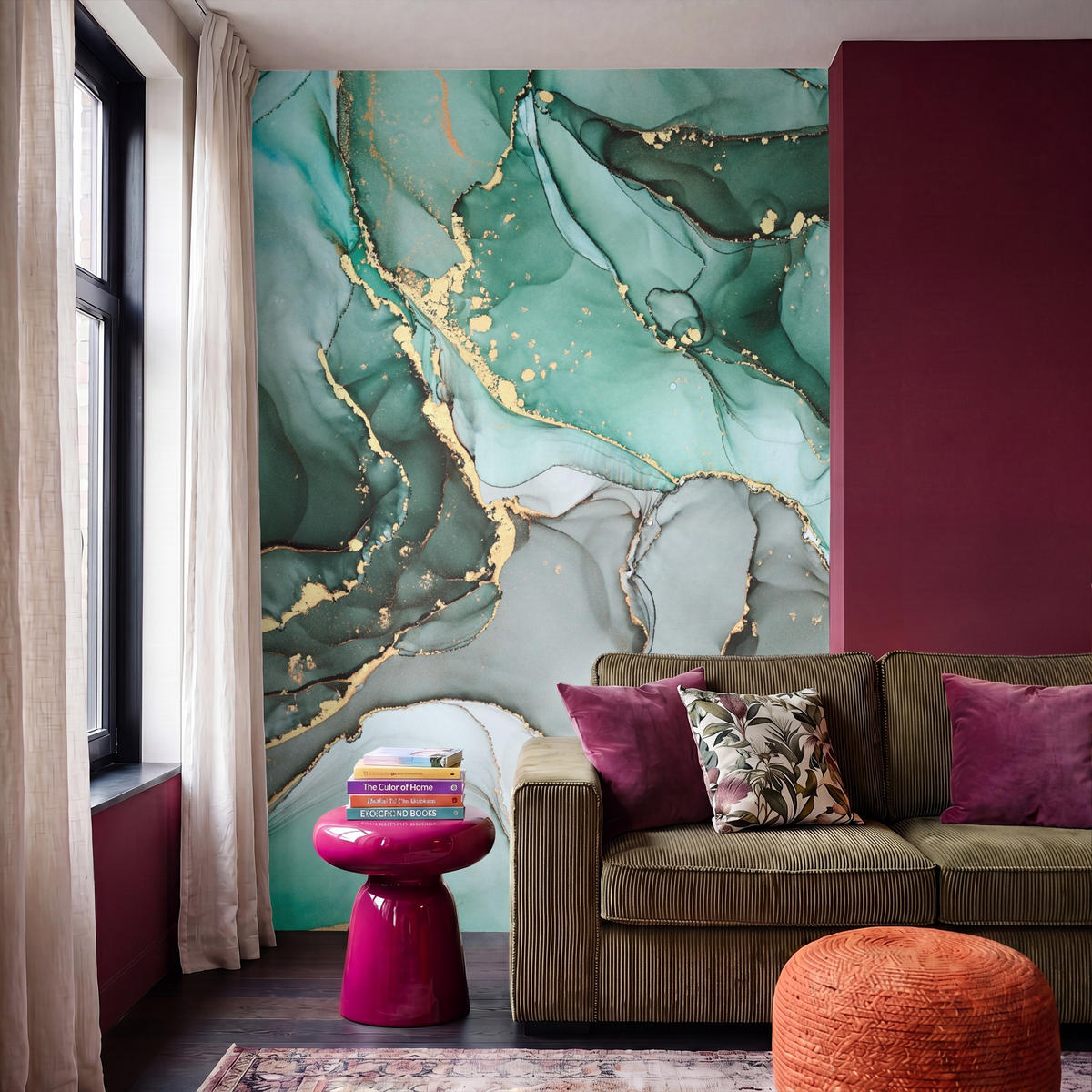 TAPETE - Gold - Marmor - Grün - Luxus - Marmoroptik - Grau - 200x300 cm - Grün, Papier (200/300cm) - OnlyWow