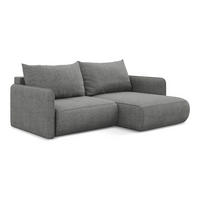 ECKSOFA mit Schlaffunktion Chenille Stoff Grau - Schieferfarben/Schwarz, Kunststoff/Textil (207/148cm) - Makamii