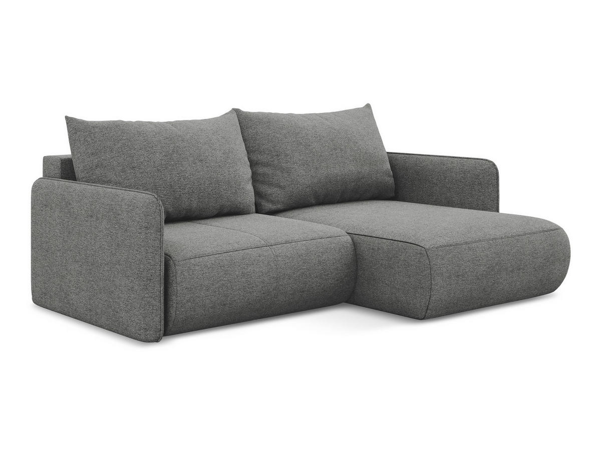 ECKSOFA mit Schlaffunktion Chenille Stoff Grau - Schieferfarben/Schwarz, Kunststoff/Textil (207/148cm) - Makamii