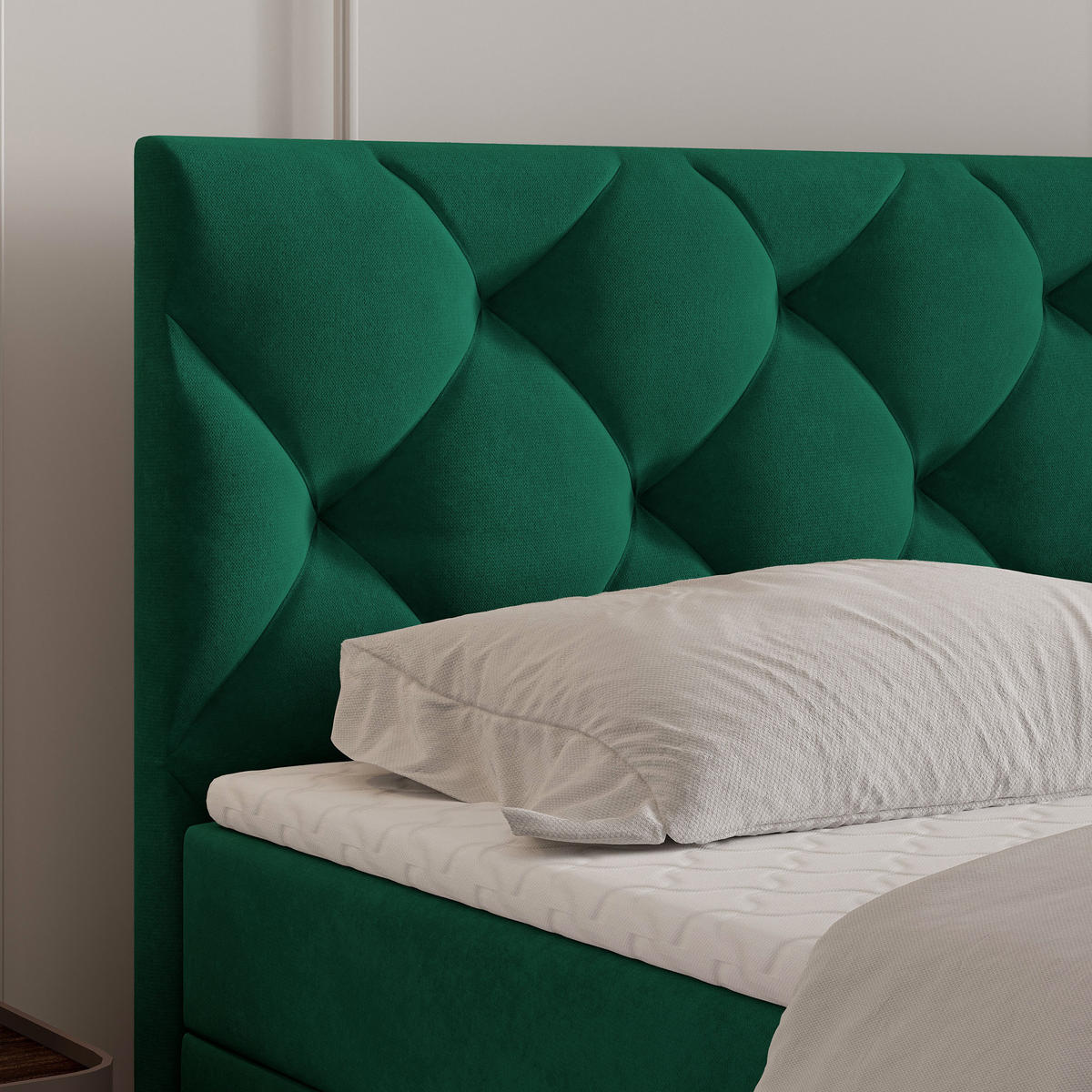 BOXBETT ROVARI 140x200 cm mit Matratze und Topper - Grün - Grün, Holz (140/200cm) - MASSENO