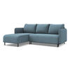 ECKSOFA mit Schlaffunktion Strukturstoff Stoff Blau - Blau/Schwarz, Holz/Textil (162/236cm) - Makamii