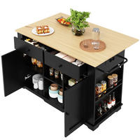 KÜCHENINSEL Schwarz Holzoptik mit Steckdose & Arbeitsplatte - Multicolor, Holz (59.7/91.7/151.5cm) - SHOPENTRA