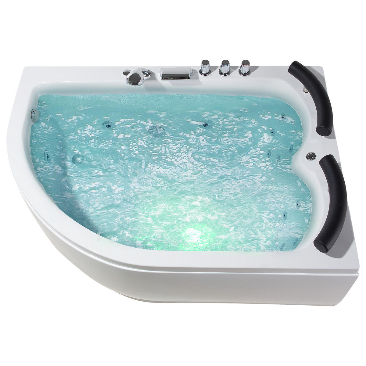 WHIRLPOOL BADEWANNE mit LED 113x160x63 cm weiß Paradiso - Weiß, Kunststoff (113/63/160cm) - Beliani
