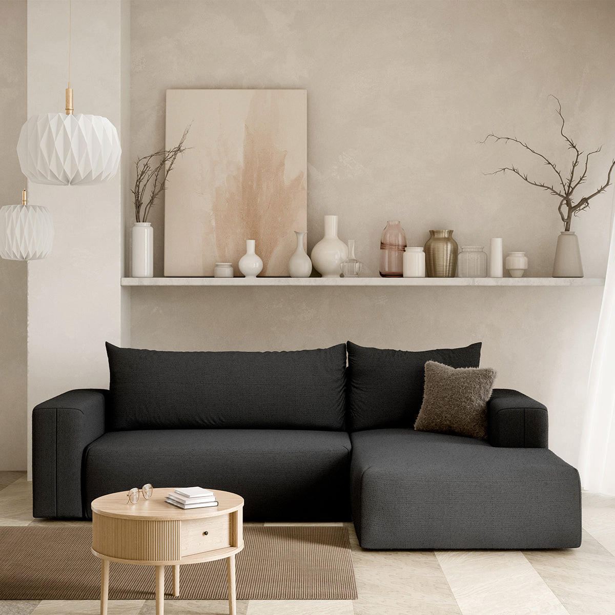ECKSOFA Bliss 3 Sitzplätze Dunkelgrau - Grau, Holz (268/163cm) - Petits-meubles