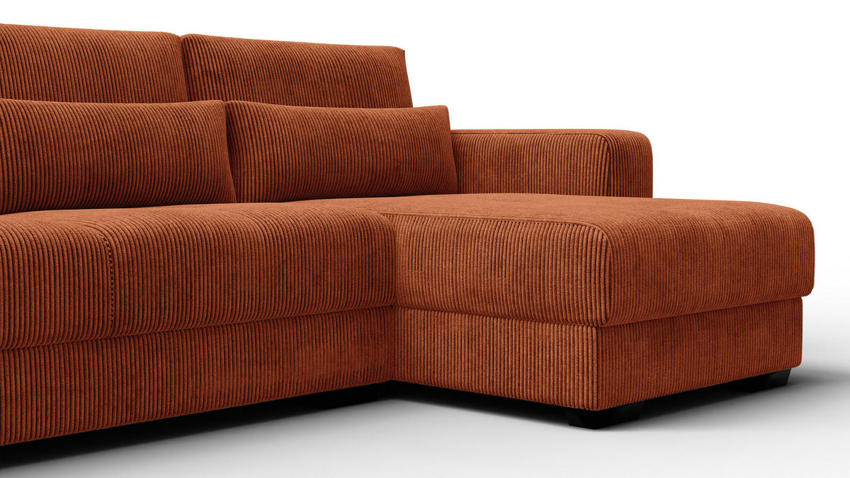 ECKSOFA OLI 4-Sitzer rechts, orange - Orange, Holz/Textil (295/172cm) - Courtois Laville