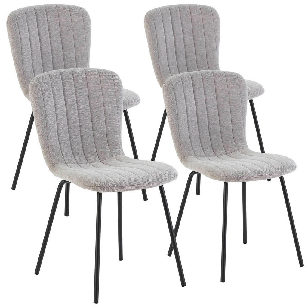 SET de 4 scaune Lucky din țesătură gri deschis