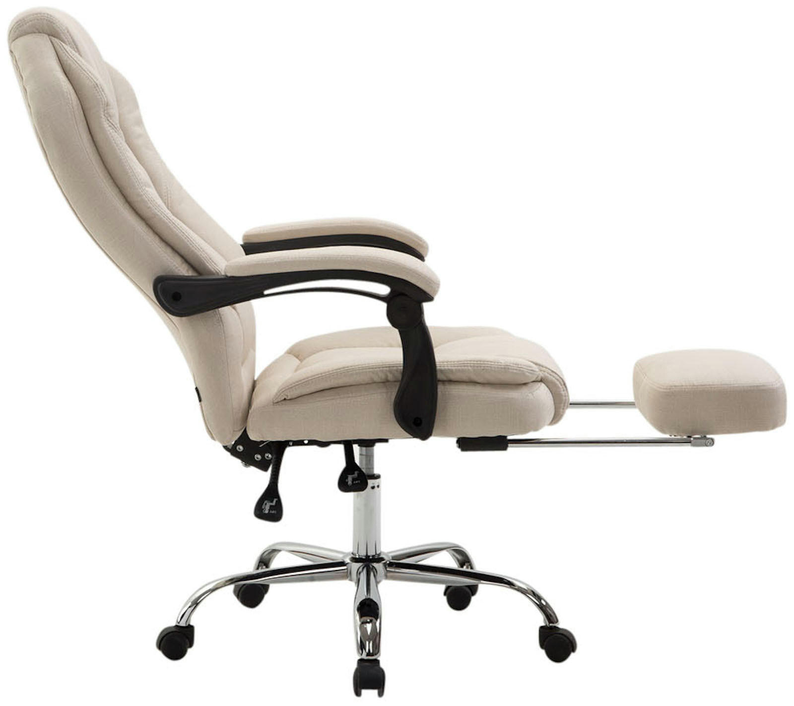 BÜROSTUHL MEDHA Stoff 114x67x64 Creme Stoff Metall - Creme, Textil/Metall (67/114/64cm) - DELUKE