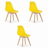 ESSZIMMERSTUHL 3-er Set KITO gelber Sitz, natürliche Beine - Gelb/Naturfarben, Kunststoff (46/80/54.5cm) - Valora