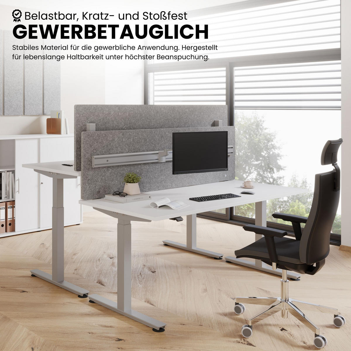 SCHREIBTISCH elektrisch XMST 100/200/74 cm in Eichefarben/Silberfarben - Eichefarben/Silberfarben, Holzwerkstoff (100/200/74cm) - bümö