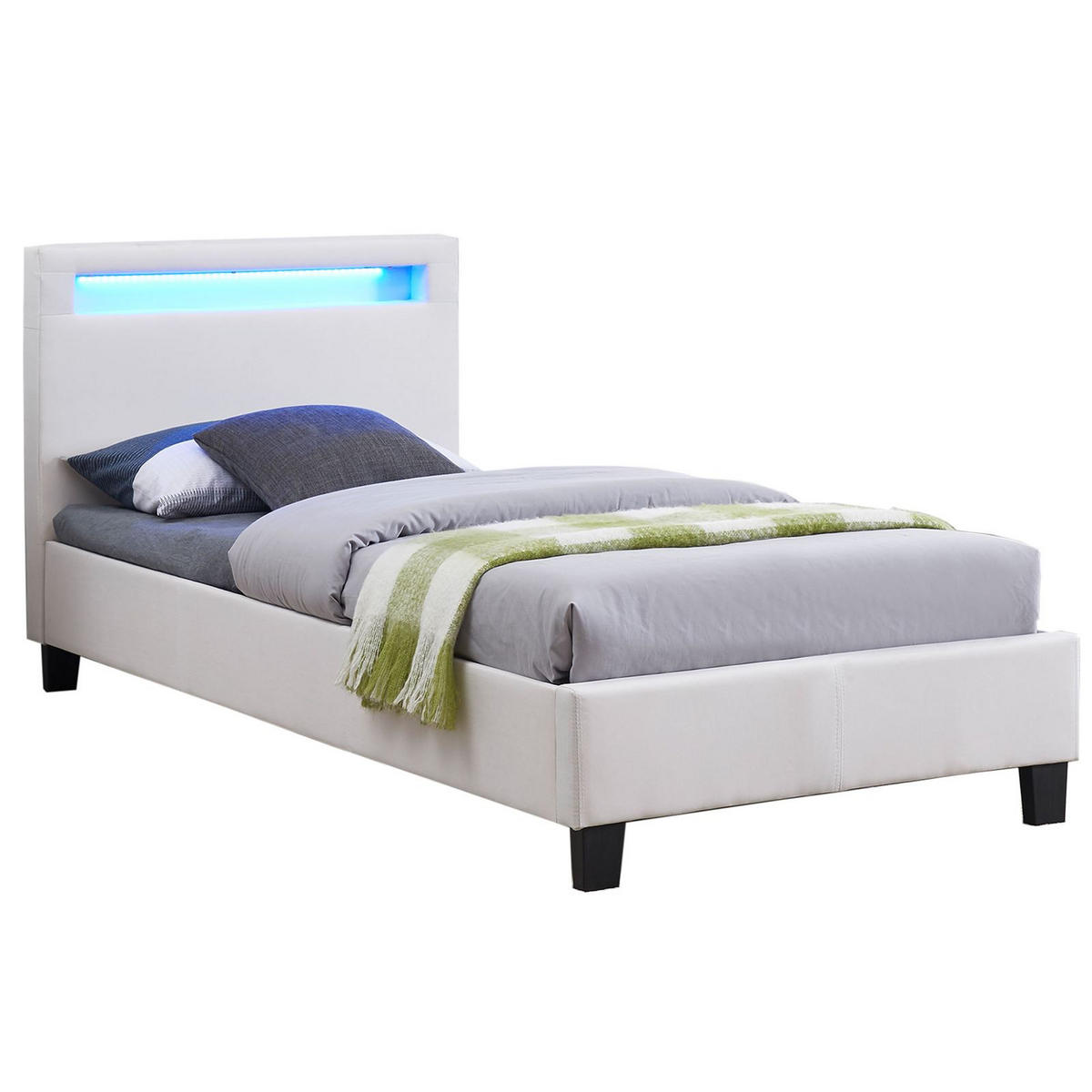 POLSTERBETT MIT LED HIMALAYA 90X200 CM - Weiß, Textil (90/200cm) - CARO-Möbel