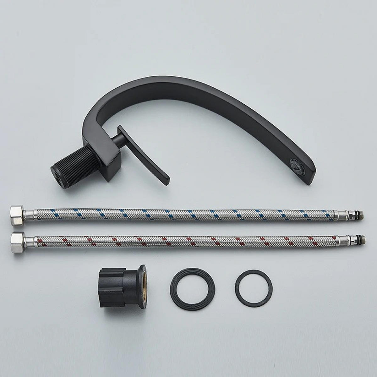 WASCHTISCHARMATUR Luxus Messing, Heiß Kalt Wasser, Schwarz - Schwarz, Metall (22/20/5cm) - Kaket