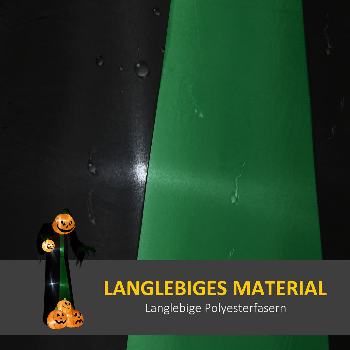 HALLOWEEN AUFBLASBARER KÜRBIS, Mehrfarbig, Polyester - Multicolor, Kunststoff (96/240/129cm) - HOMCOM