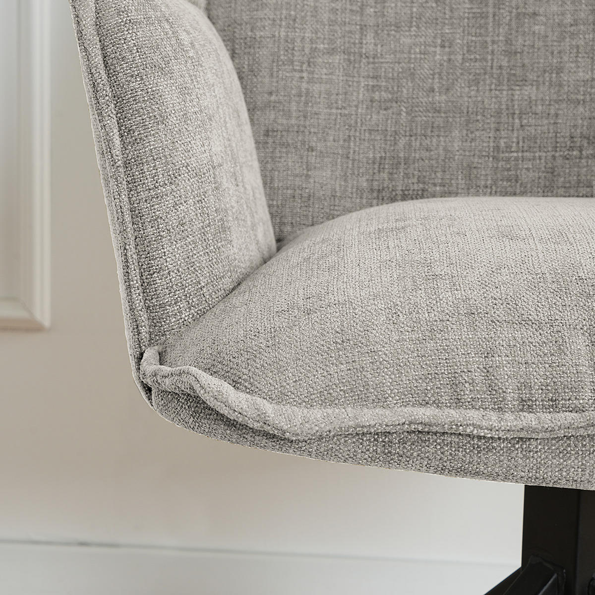 DREHBARER ARMLEHNENSTUHL - Hellgrau, Textil/Metall (58/90/60cm) - home24