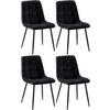 STUHL 4er Set Samt Schwarz - Schwarz, Textil/Metall (45/84/55cm) - CLP