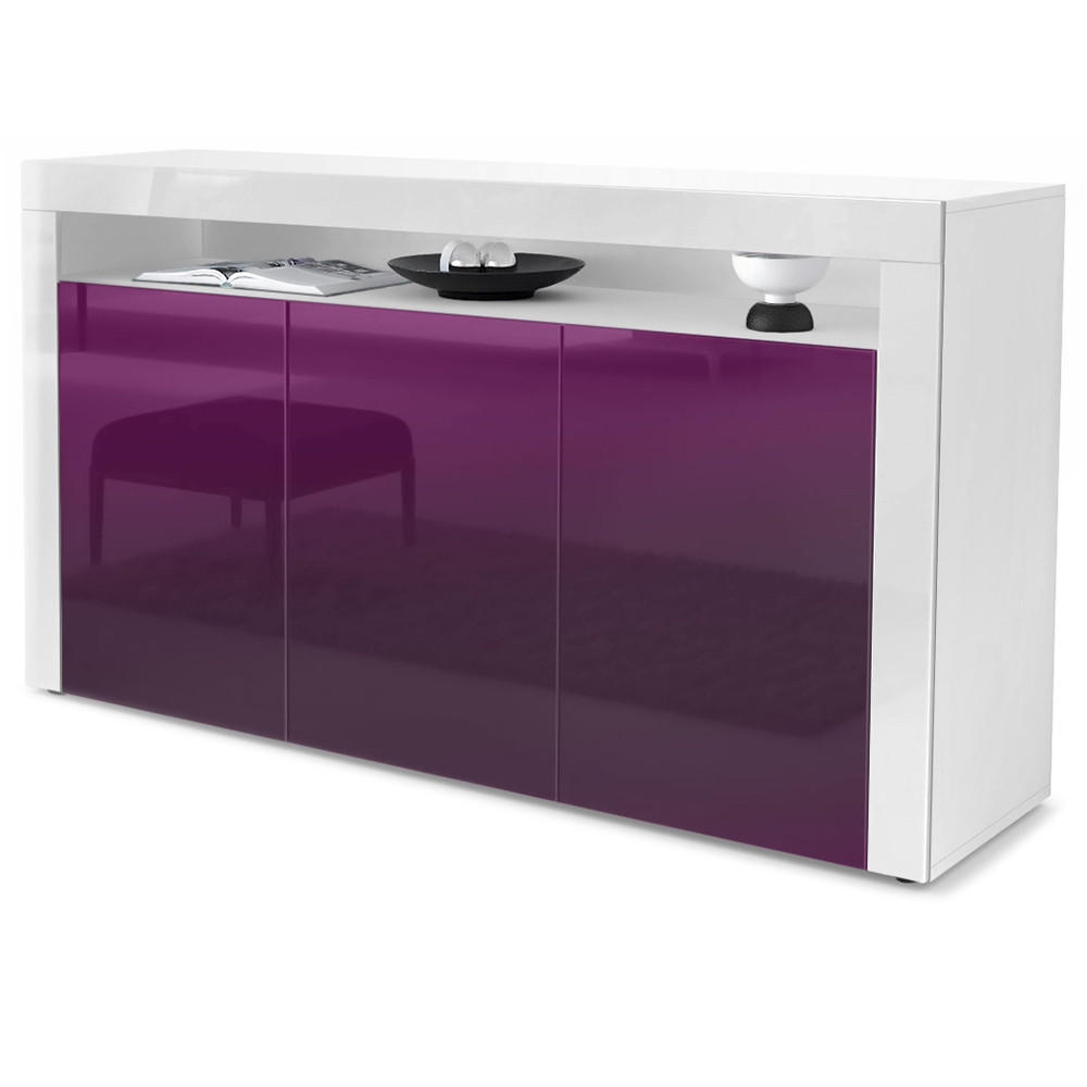 SIDEBOARD Valencia Brombeer Hochglanz / Weiß Hochglanz - Brombeere, Holzwerkstoff (155/92/40cm) - Vladon