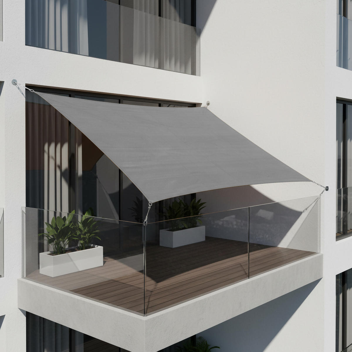 SONNENSEGEL - Anthrazit, Kunststoff/Metall (300/200cm) - Relaxdays