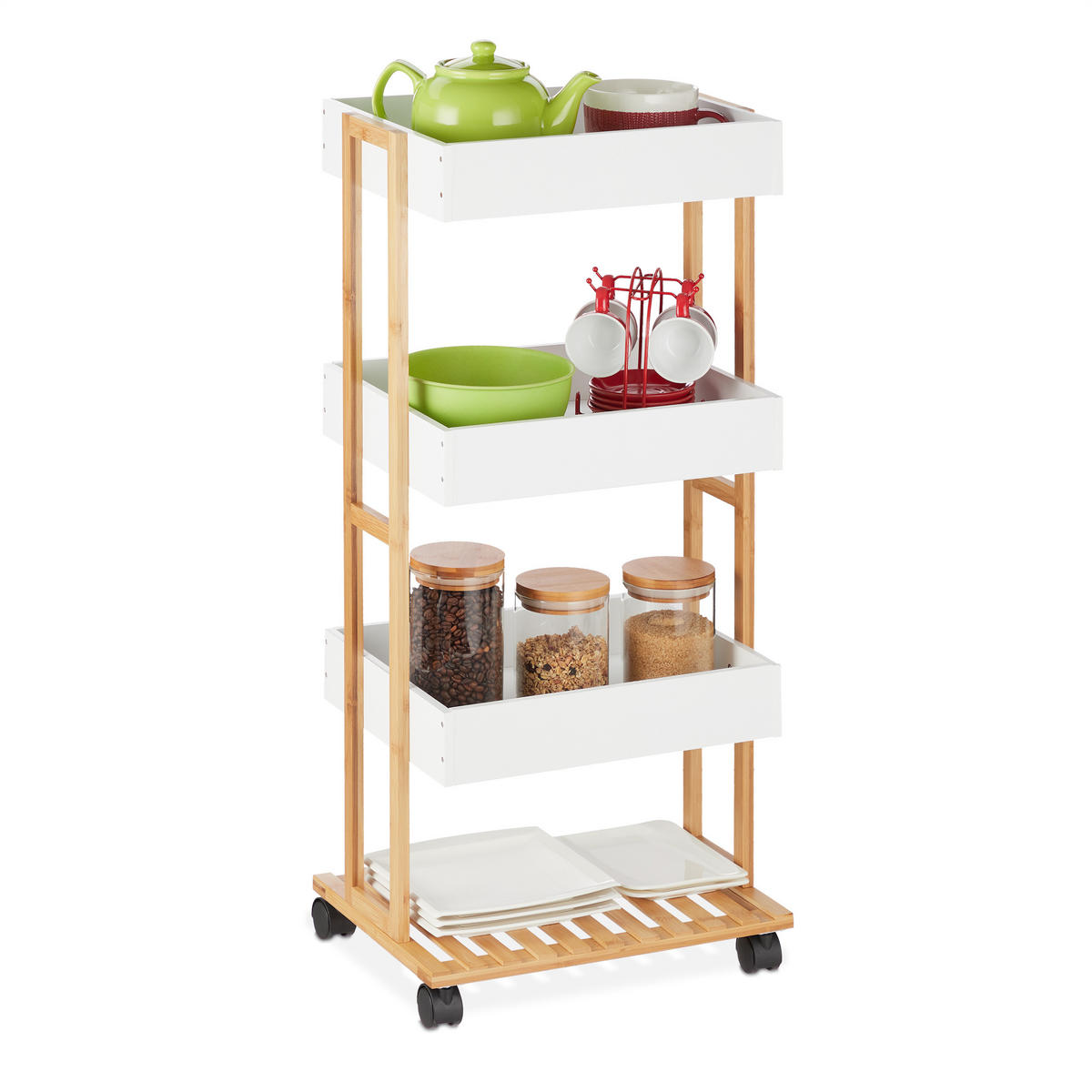 SERVIERWAGEN - Multicolor, Holz/Holzwerkstoff (40/88/30cm) - Relaxdays