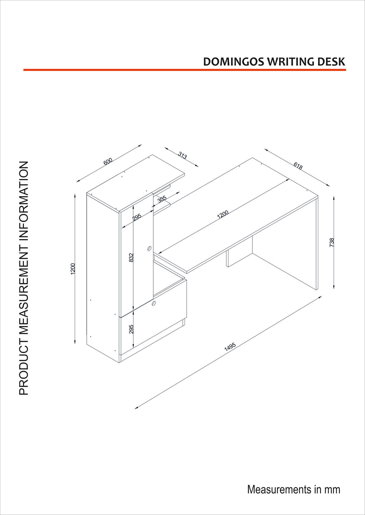 SCHREIBTISCH Domingos Weiß Walnuss - Walnussfarben/Weiß, Holzwerkstoff (61.8/149.5/120cm) - moebel17