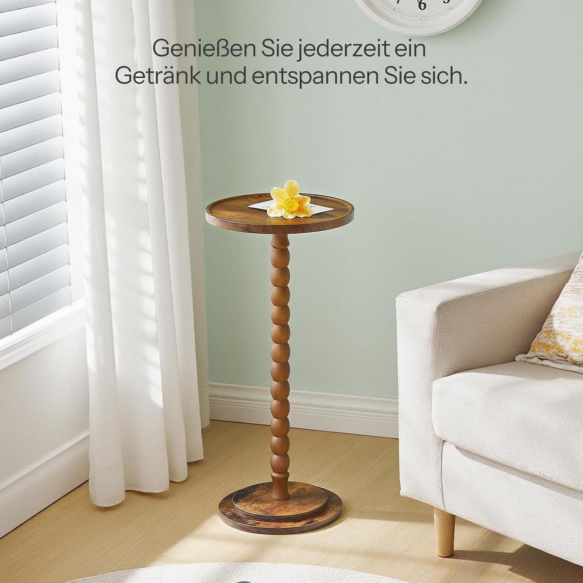 BEISTELLTISCH rund Vintagebraun 30 x 30 x 65 cm - Braun, Holz (30/30/65cm)