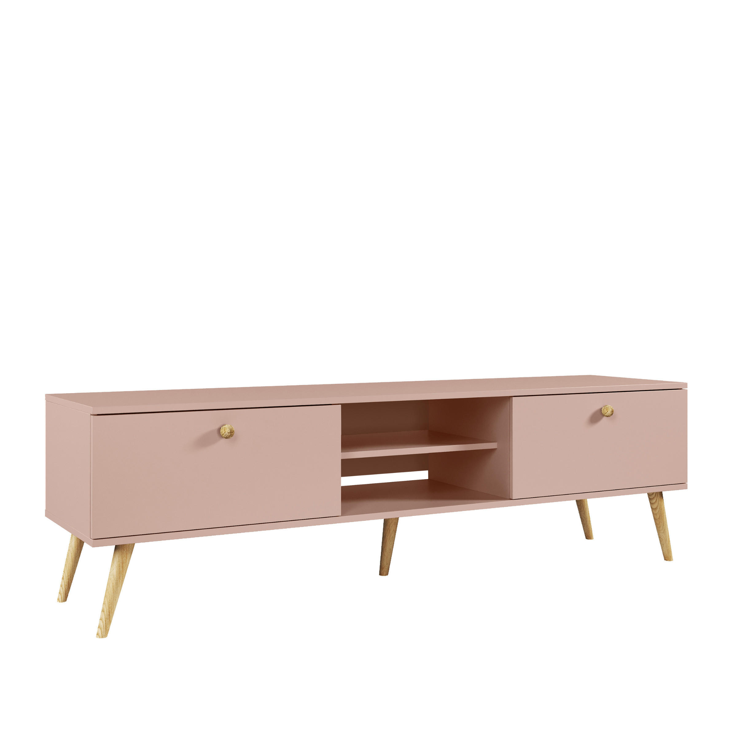 LOWBOARD NATURA, 170 cm, Rosa, 2 Schubladen mit Soft-Close - Rosa, Holz (170/50/41cm) - Excellent Home