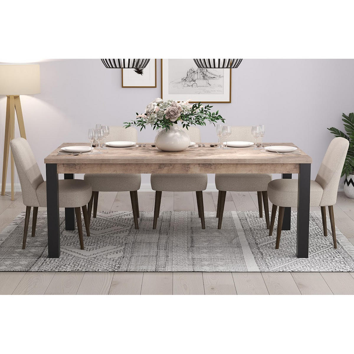 ESSTISCH Emile Eiche Dekor - Eichefarben, Holzwerkstoff (77/200/200cm) - ebuy24