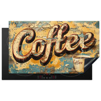 HERDABDECKPLATTE Kaffee - Vintage - Braun - Tasse 91x52 cm - Teakfarben, Kunststoff (91.2/0.2/52cm) - MuchoWow