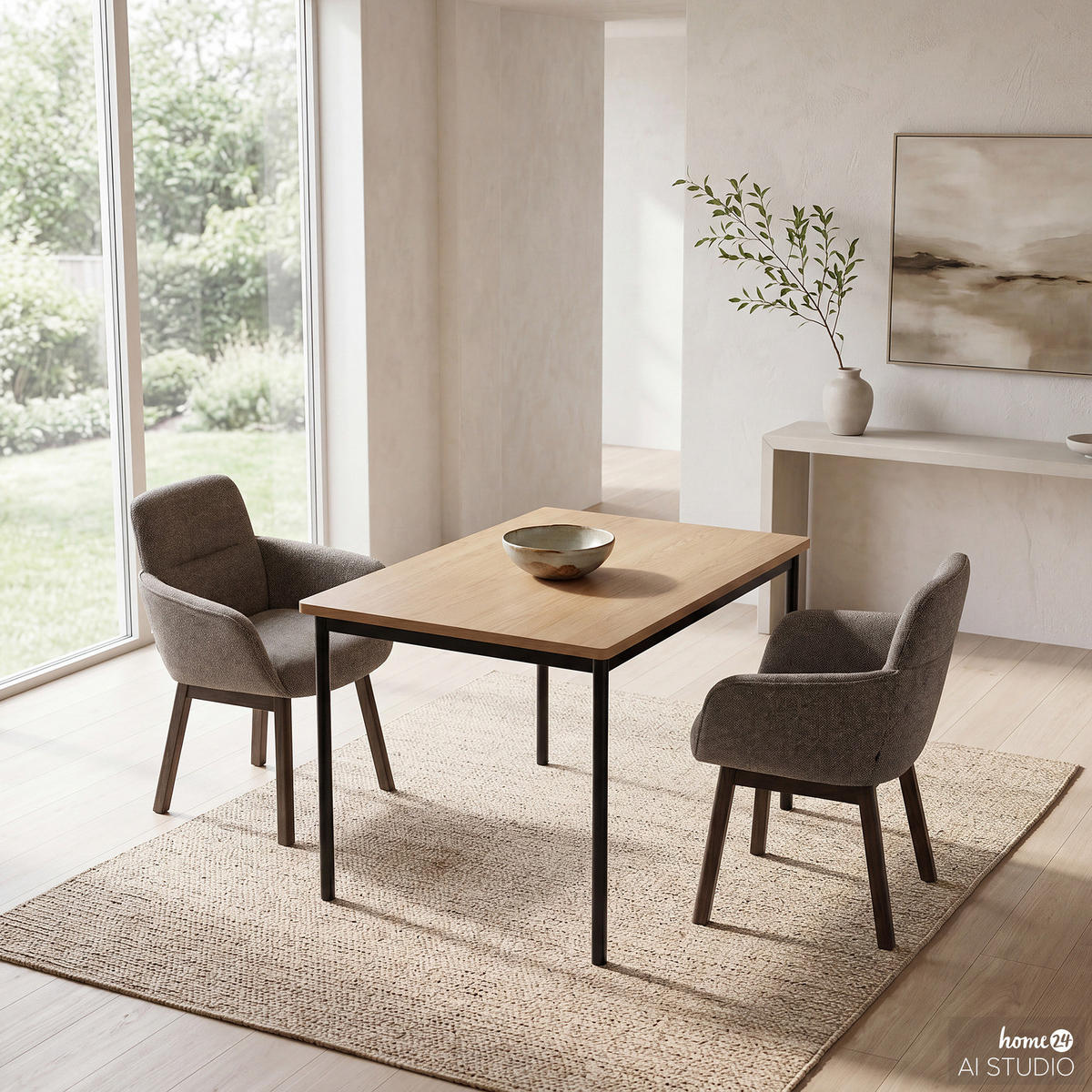 HOME24 Armlehnenstuhl CHAGAS - Beige/Braun, Holz/Kunststoff (61/88/59cm) - home24