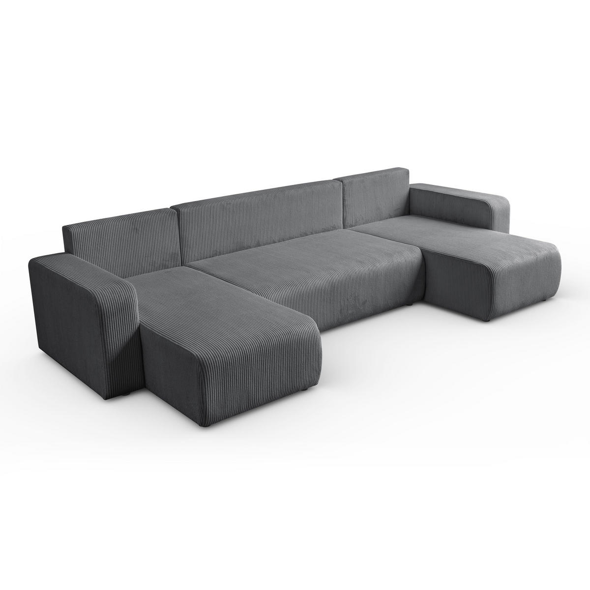 Ecksofa PRESTIGE U mit Schlaffunktion, Poso 60 - Grau, Textil (317/83/143cm) - Lookway