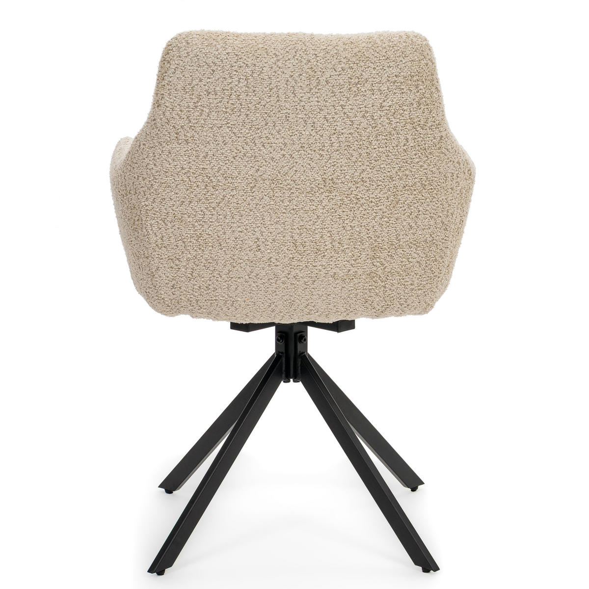STUHL FANO X drehbar gepolsterter mit Steppung - hellbeige - Boucle - Beige/Schwarz, Textil/Metall (58/83/59cm) - NEW HOME