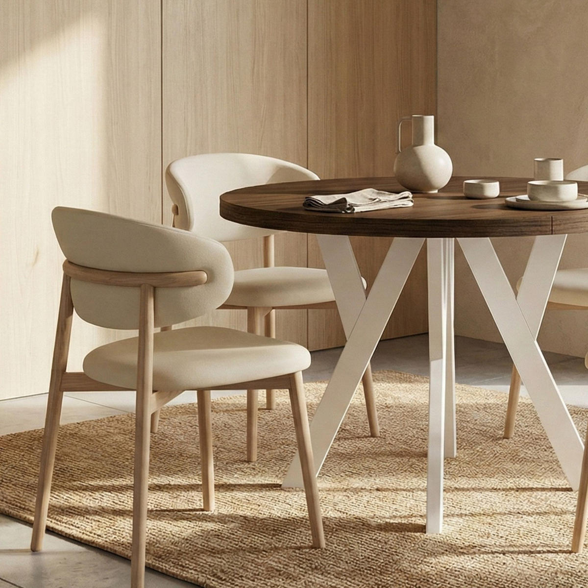 ESSTISCH Runder Ausziehbarer PERO 110/210 Franklin Nuss / Weiß - Dunkelbraun/Weiß, Holz (210/110/77cm) - Dekori_Interiors