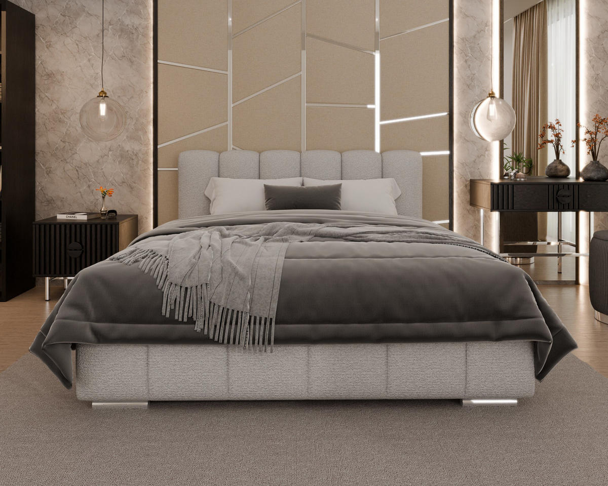 POLSTERBETT Zaira 160x200cm – Elegantes Polsterbett für modernen Wohnstil , ohne matratze, Sandfarben - Sandfarben, Holz (140/200cm) - Homesy