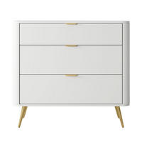 KOMMODE Oval Weiß 92 cm - Goldfarben/Weiß, Holzwerkstoff/Metall (92.4/83.6/38cm) - Selsey