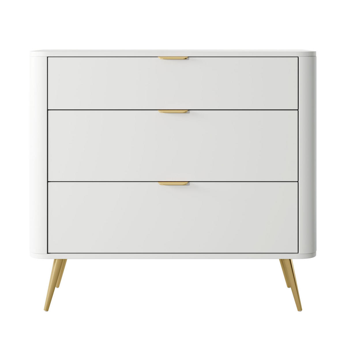 KOMMODE Oval Weiß 92 cm - Goldfarben/Weiß, Holzwerkstoff/Metall (92.4/83.6/38cm) - Selsey