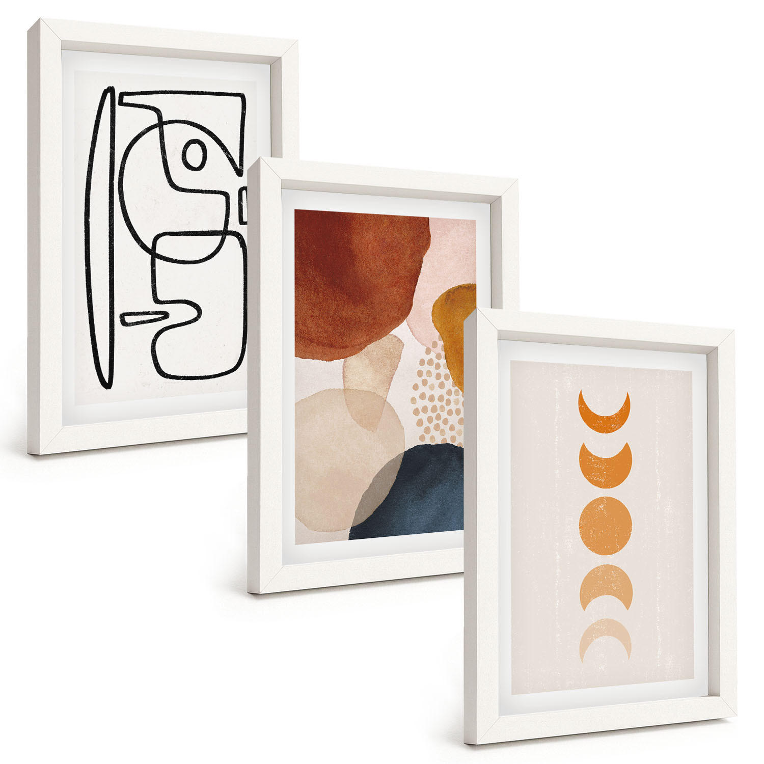 BILDER SET 3er Set - 20x30 cm Weißer Rahmen - Abstrakte Farbdekorationen - Weiß, Kunststoff (20/30cm) - TULUP
