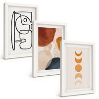 BILDER SET 3er Set - 20x30 cm Weißer Rahmen - Abstrakte Farbdekorationen - Weiß, Kunststoff (20/30cm) - TULUP