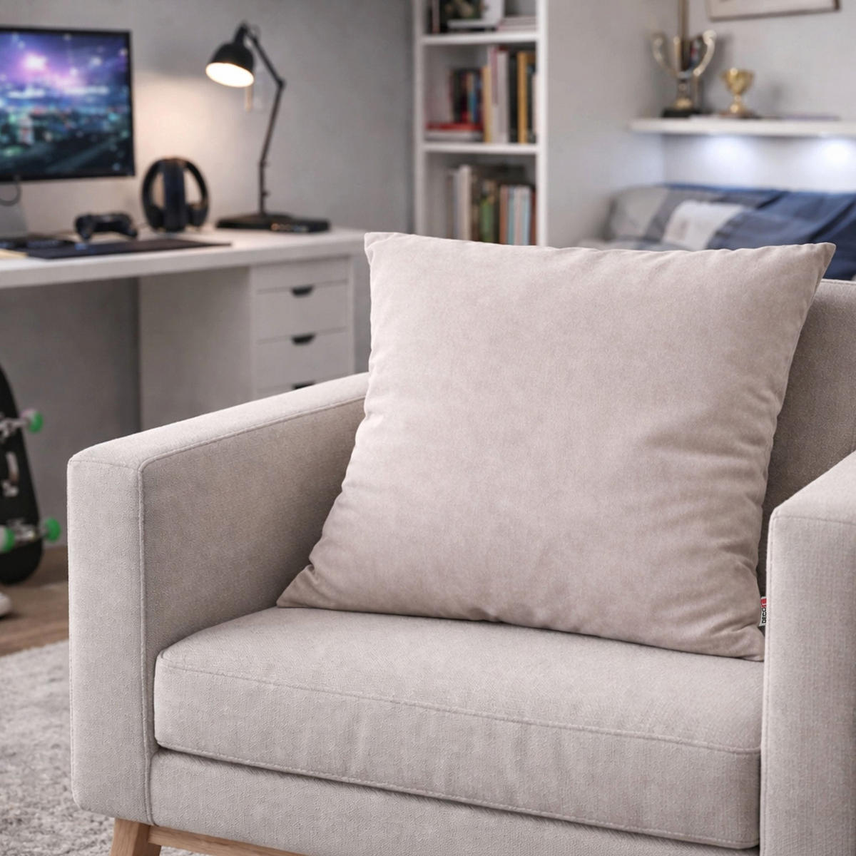 DEKORAČNÝ vankúš Uni svetlosivý 45 × 45 cm s výplňou - sivá, textil (45/45cm) - Deco-Raum