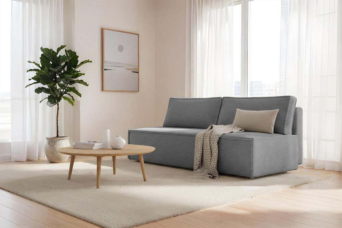 SCHLAFSOFA Amanda In Poso - Grau, Holzwerkstoff/Textil (200/89/100cm) - Fun Möbel