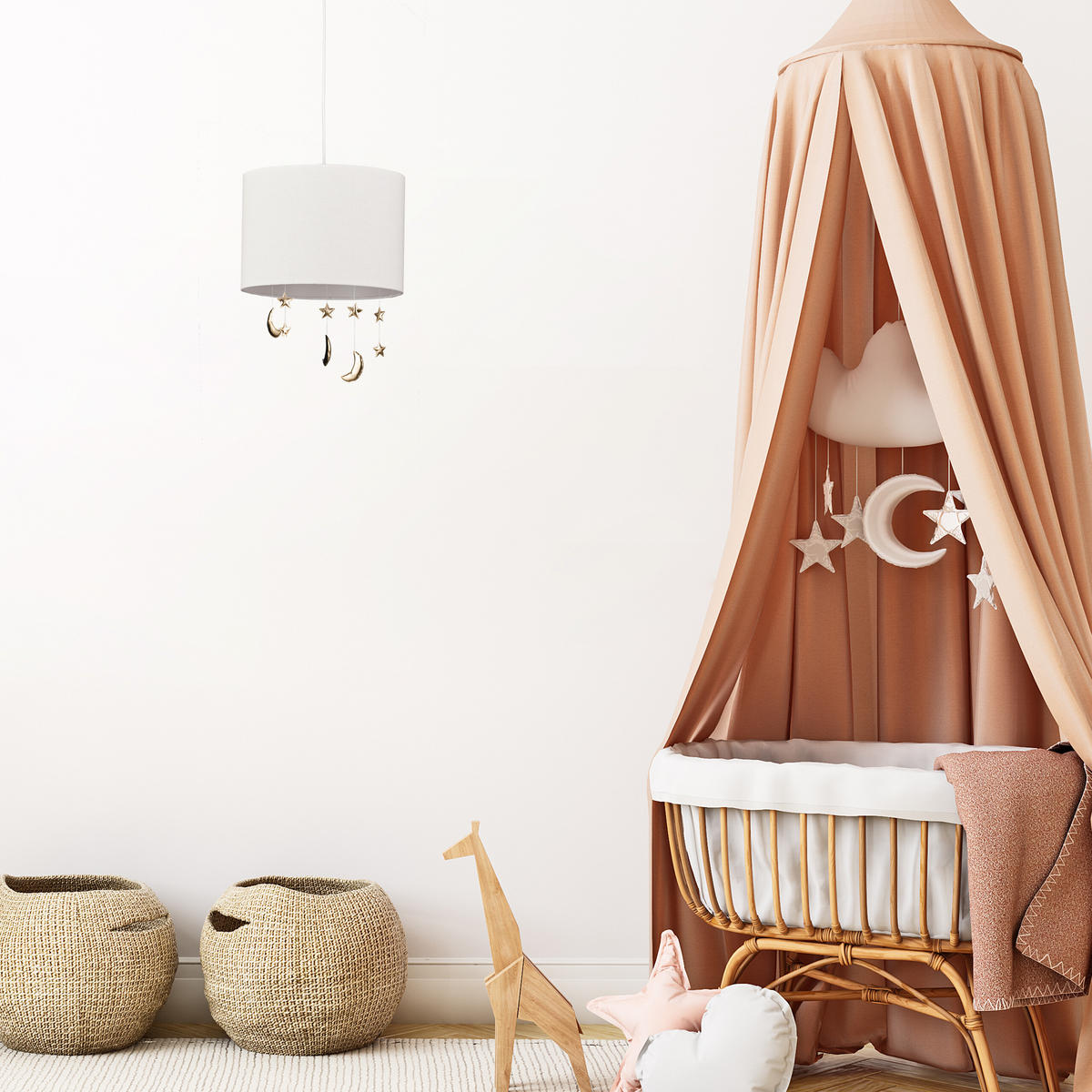 KINDERZIMMER-HÄNGELAMPE - Weiß, Textil/Metall (35/35/168cm) - Relaxdays