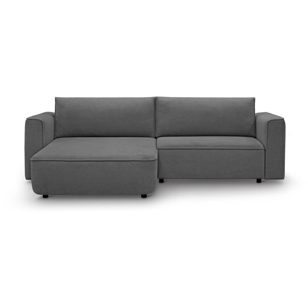 ECKSCHLAFSOFA Carlos dunkelgrau - Dunkelgrau/Schwarz, Kunststoff/Textil (265/170cm) - Beautysofa