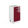 UNTERSCHRANK R-Line Bordeaux Hochglanz 40 cm mit Schublade, ohne AP - Bordeaux/Weiß, Holzwerkstoff (40/81.6/46cm) - Vicco
