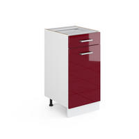 UNTERSCHRANK R-Line Bordeaux Hochglanz 40 cm mit Schublade, ohne AP - Bordeaux/Weiß, Holzwerkstoff (40/81.6/46cm) - Vicco