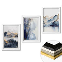 WANDBILDER 3er-Set - 20x30 cm Weißer Rahmen - Blaue und graue Berglandschaften - Weiß, Kunststoff (20/30cm) - ArtPrintCave
