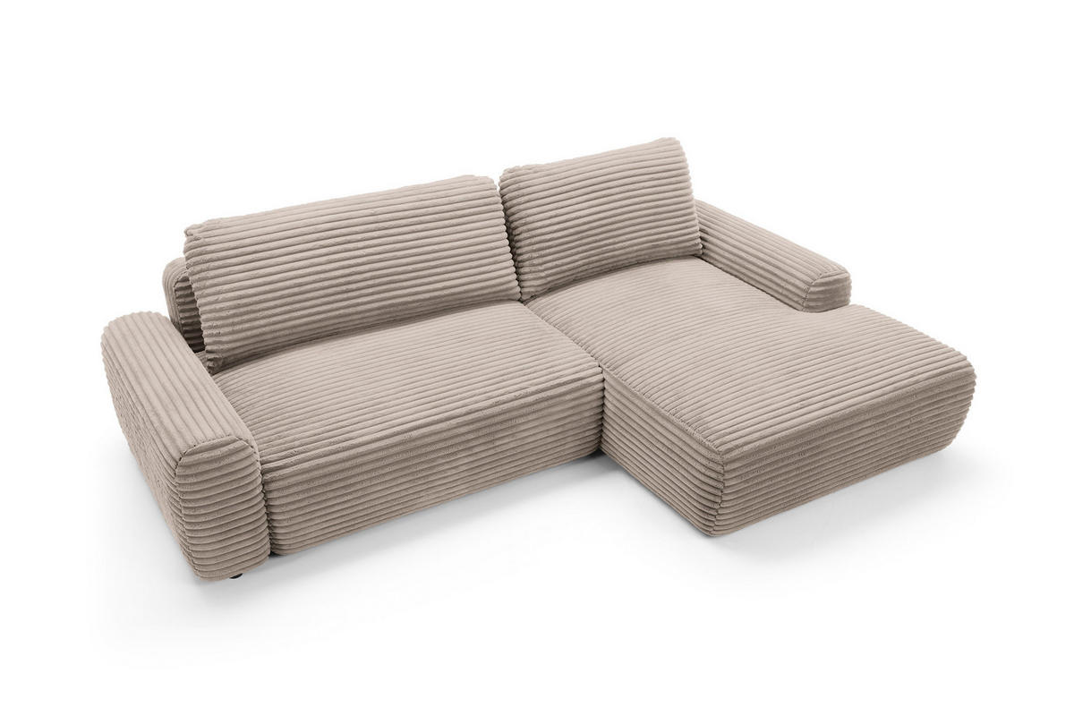 ECKSOFA Cordina Beige, mit Schlaffunktion und Bettzeugbehälter, rechte seite - Beige, Holzwerkstoff (264/162cm) - Bettso