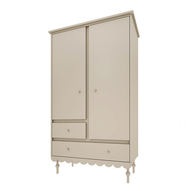 BABYKLEIDERSCHRANK 2 Türen Babushka Olive - Grün, Holzwerkstoff (104/183/50cm) - Petits-meubles