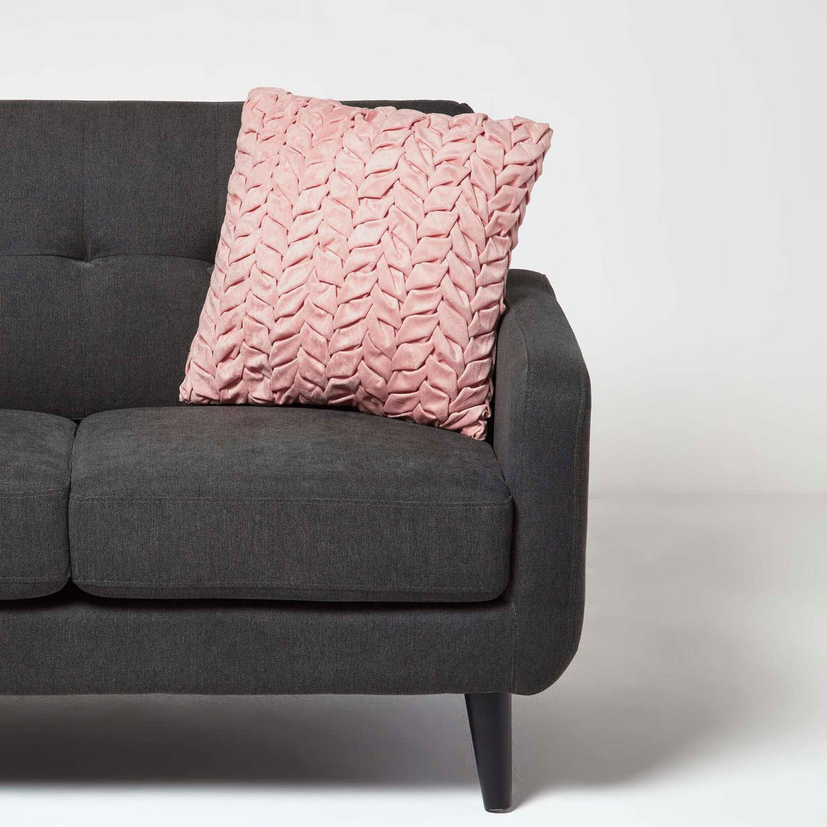 SAMTKISSEN Grace altrosa 45/45 cm plissiert in Flechtoptik - Altrosa, Textil (45/45cm) - Homescapes