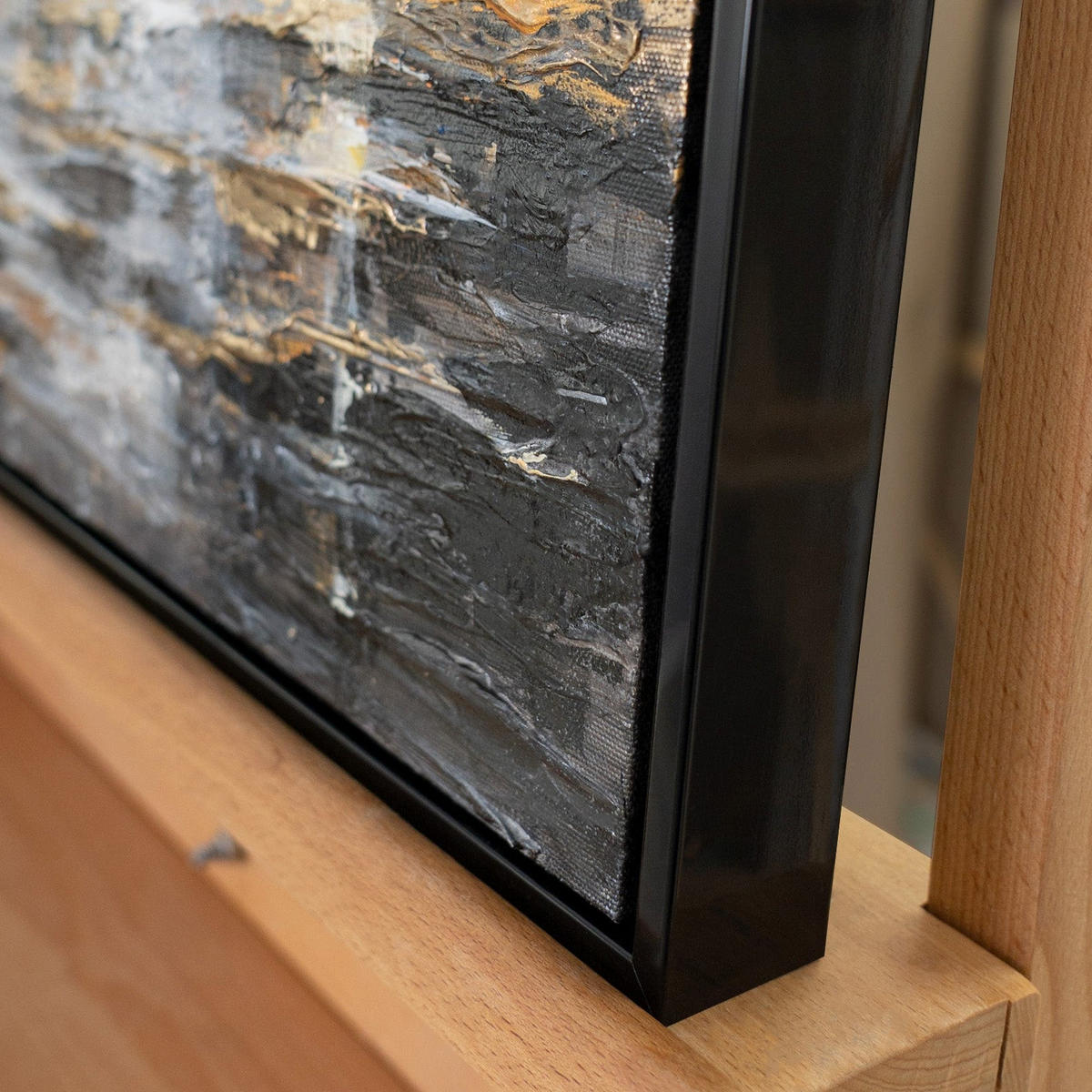 GEMÄLDE Regnerischer Spaziergang Schattenfugenrahmen Schwarz 70x50 cm - Schwarz, Holz (70/50cm) - YS-art gallery