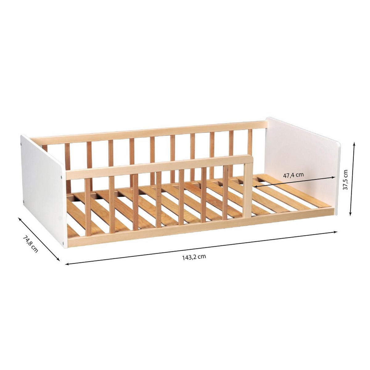 KINDERBETT PILOU / Bett 70x140 - Weiß und Hellholz - Multicolor, Holz (70/140cm) - Weber Industries