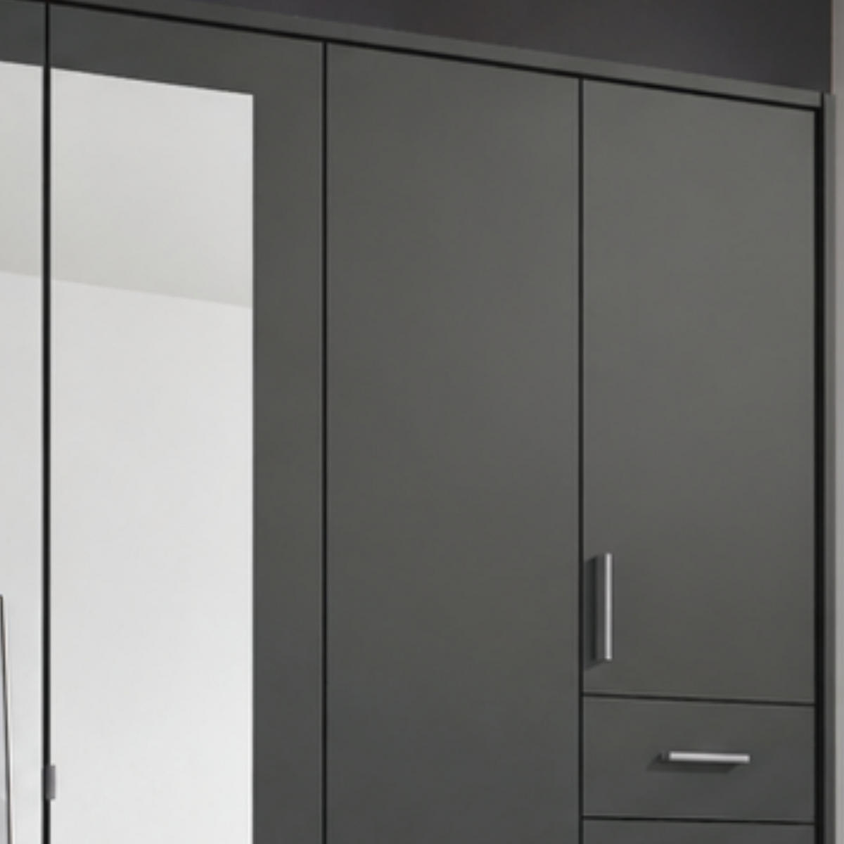 DREHTÜRENSCHRANK Kleiderschrank B313/H210/T58 cm mit Schubkästen & Passepartout & 3 Spiegeltüren, Grafit / 22583 - Silberfarben/Graphitfarben, Holzwerkstoff/Kunststoff (313/210/58cm) - luma-home
