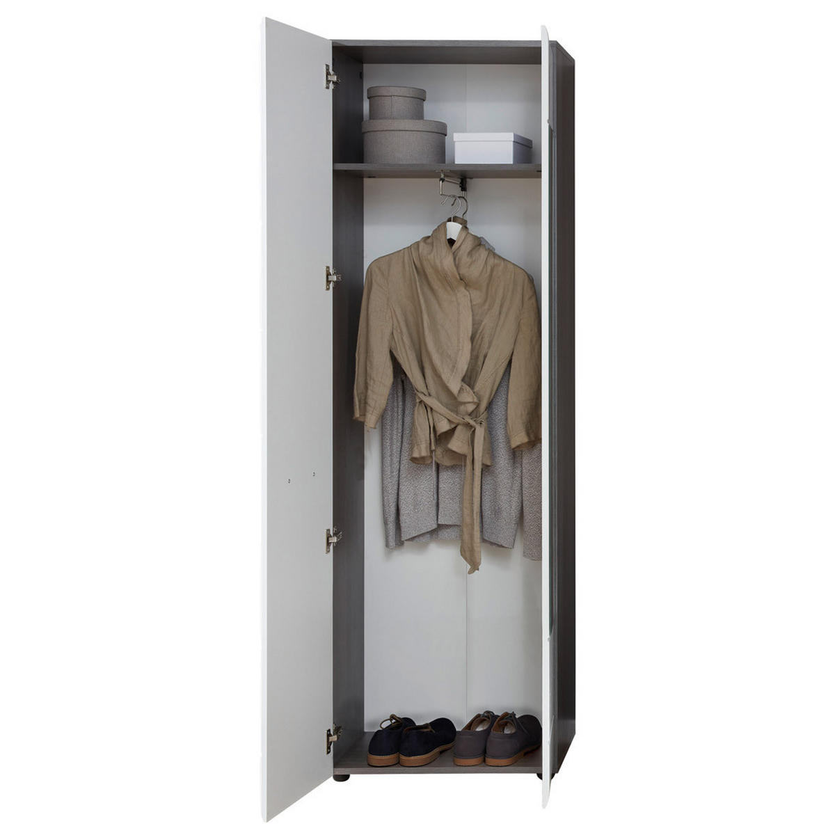 KLEIDERSCHRANK weiß hochglanz - Silberfarben, Holzwerkstoff (60/191/35cm) - ebuy24